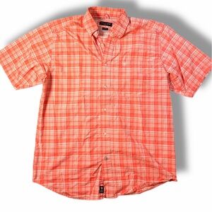 Ariat Pro Series Men's Orange Plaid Button-Up Shirt Short Sleeve Size Medium